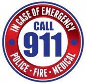 "In case of emergency call 911" graphic